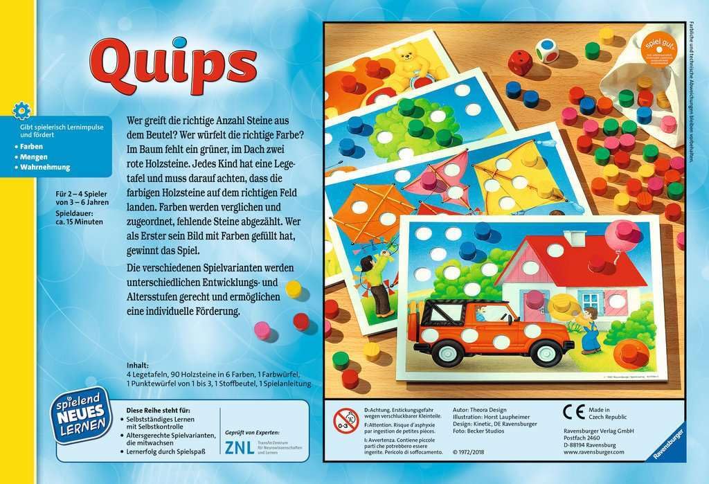 Ravensburger 24920 - Quips - Play and Learn pour Les Enfants, Jeu éducatif pour Enfants de 3 à 6 Ans, Nouvel Apprentissage ludique pour 2 à 4 Joueurs
