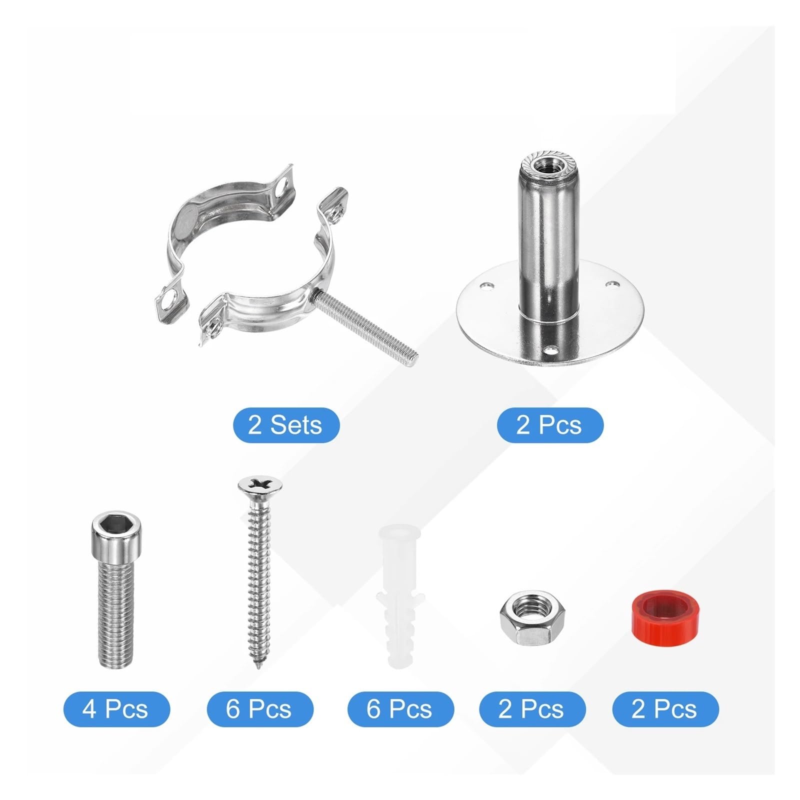 2 juegos de soportes de tubo de techo for montaje en pared, abrazadera de soporte ajustable de acero inoxidable 304