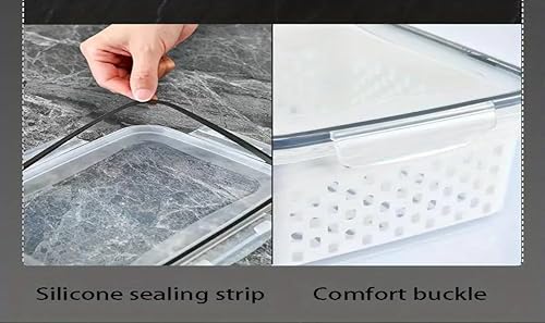 Miniatura 4 de Recipiente pequeño de almacenamiento de alimentos y productos frescos con colador extraíble integrado, protector de productos frescos, sin BPA, tapa