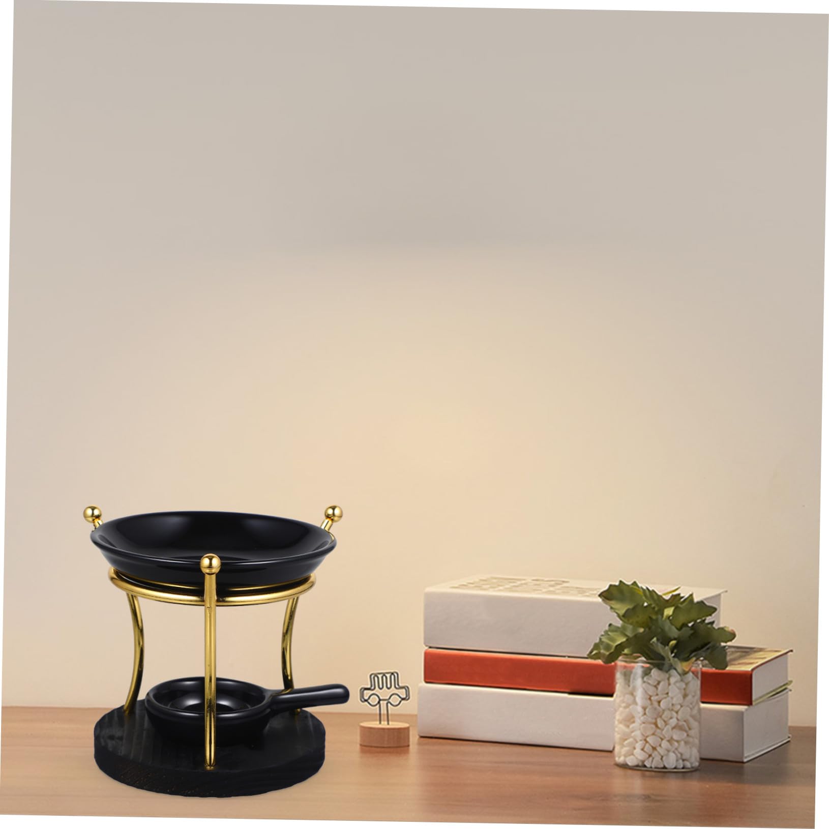 Keramik Duftölbrenner Aromadiffusor Teelichthalter Mit Holzsockel Schlafzimmer Wohnzimmer Yogaraum Aromatherapie