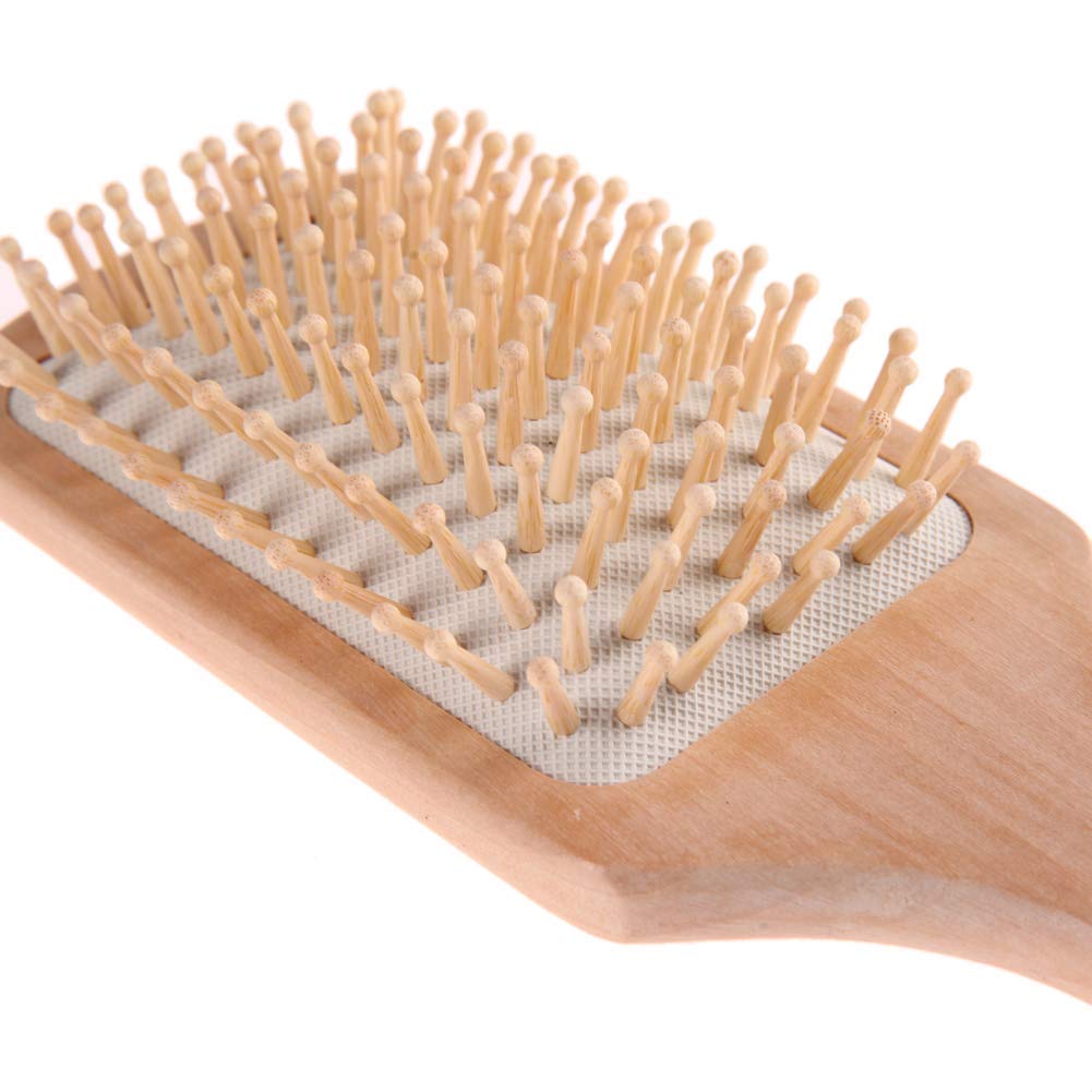 ayushicreationa Wooden Hair Comb Healthy Paddle Cushion Hair Loss Massage Brush Beige_Color (Pack of 1) 3