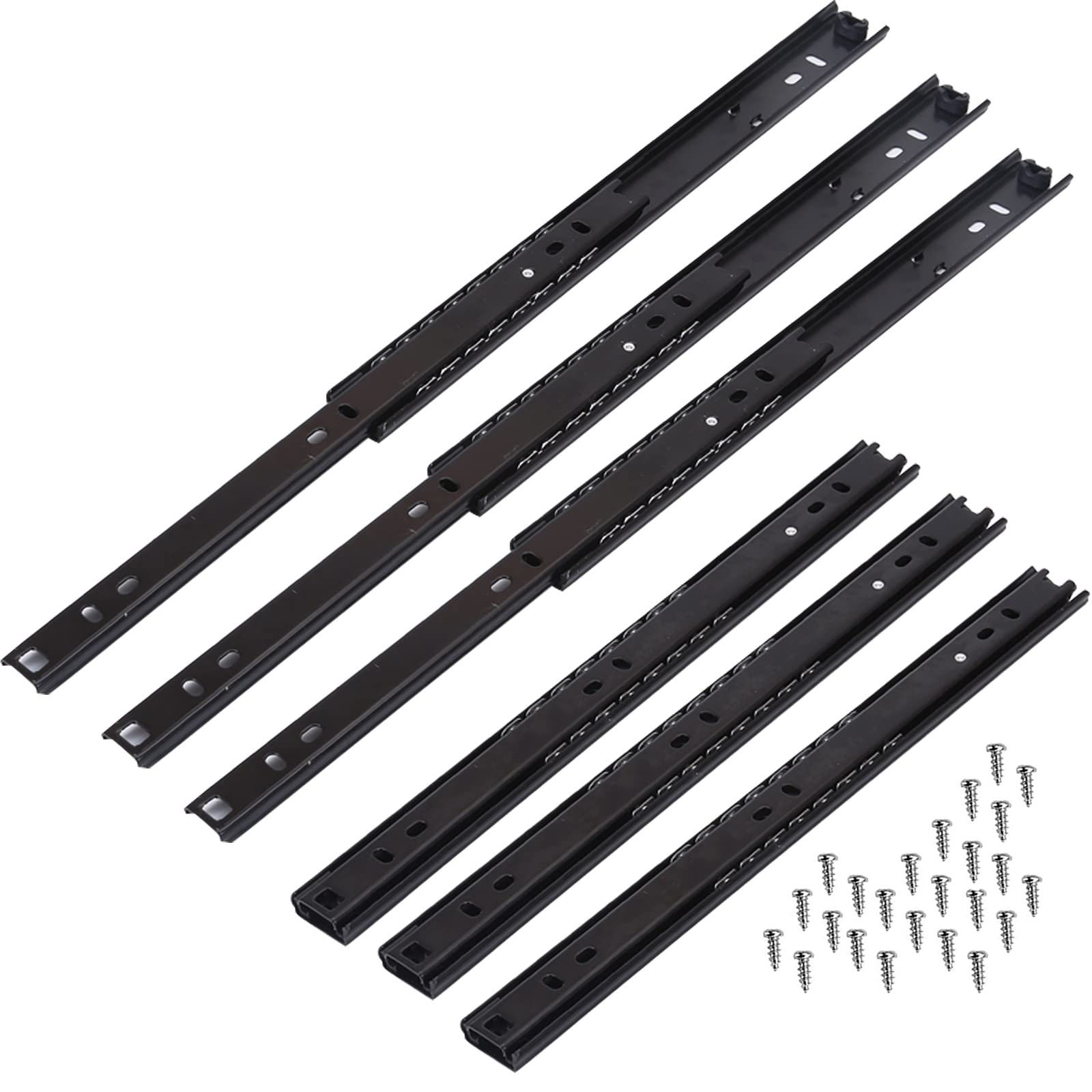 Baidice 1 Paire De Glissières De Tiroir à Roulements à Billes à Extension Complète De 20,3 Cm, 25,4 Cm, 30,5 Cm, 45,4 Kg, 45,4 Kg, 45,4 Kg, Montage Latéral (argenté, 45,7 Cm