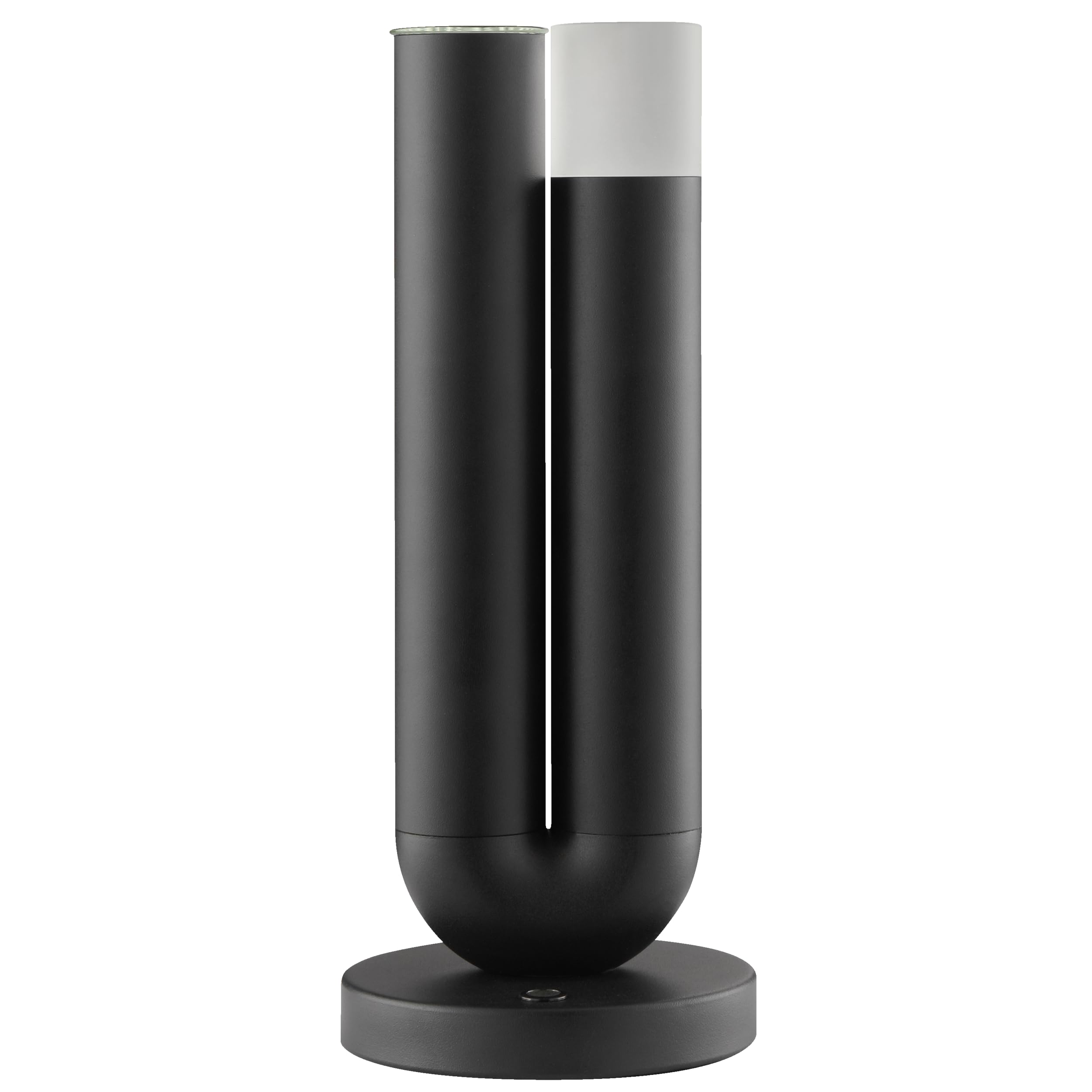 Lightbox LED Tischleuchte mit integrierter Vase, 250 lm, 2700 K, Höhe 27 cm, 3 Stufen dimmbar, Akkubetrieb, induktiv und per USB ladbar, Aluminium Acryl, schwarz, für Wohnzimmer, Balkon, Terrasse
