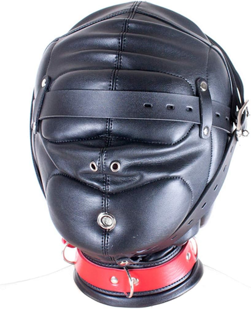 Yilu Leather Bondage Mask,Black Full Face Breathable Restraint Head Hood,Adults Sex Toys SM Game,BDSM/LGBT,Lightweight Gift for Unisex Adult, Black