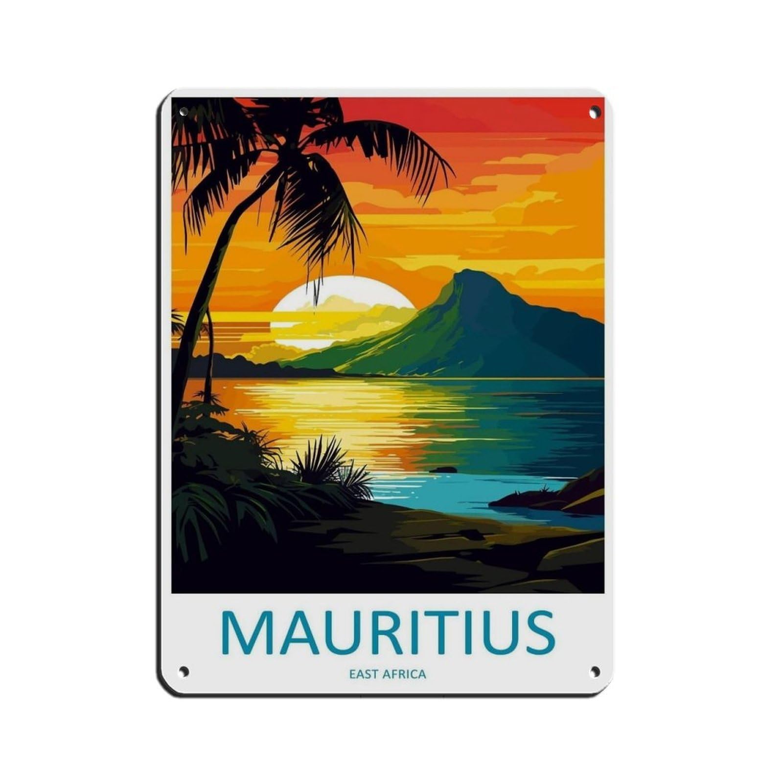 Mauritius Travel Art East Africa Art Lover Gift (83) Retro Poster Metal Tin Sign Chic Art Retro Iron Painting Bar People Cave Cafe Family Garage Poster Wall Decoration 12x16inch(30x40cm)