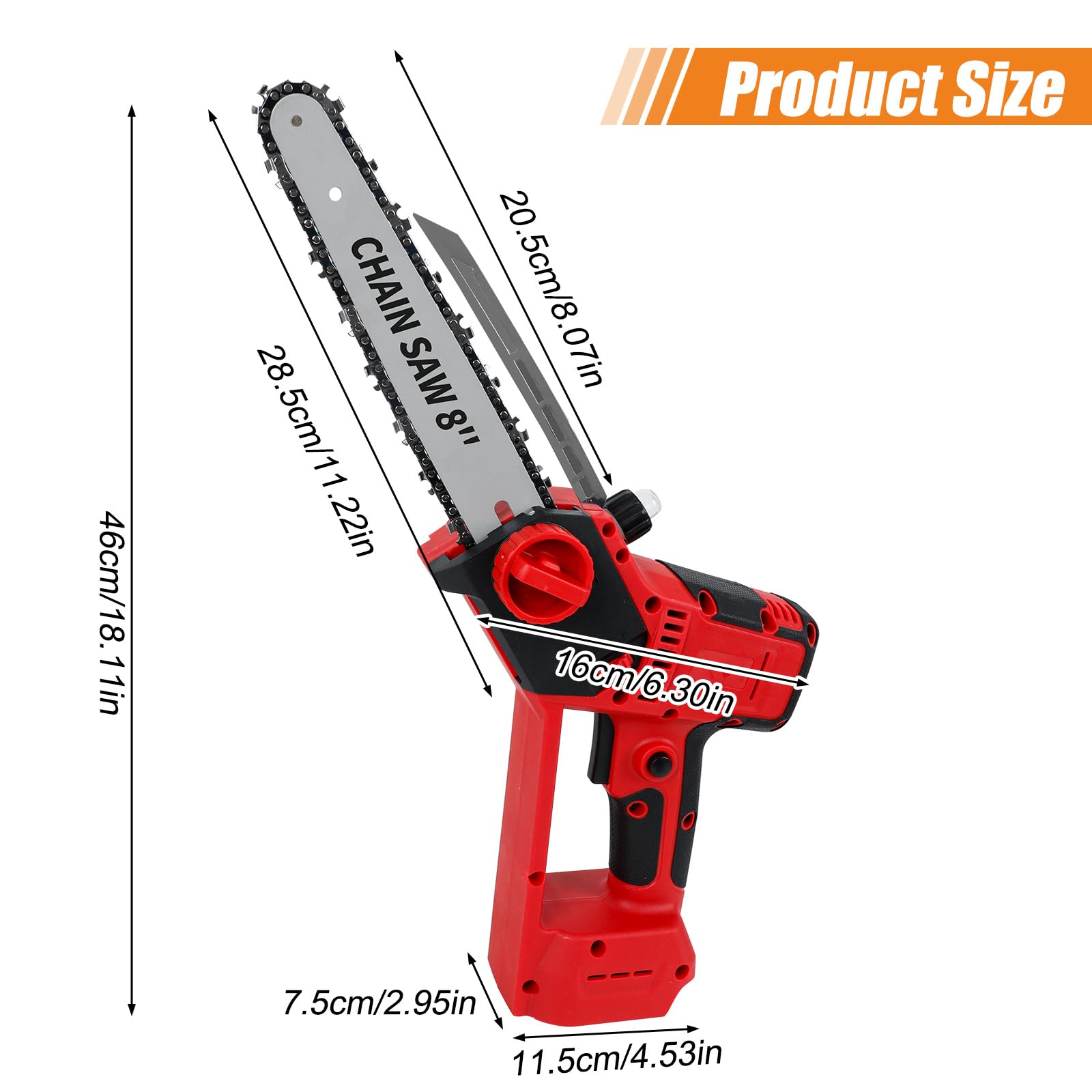 Mini motosierra de 8 y 6 pulgadas, motosierra eléctrica mejorada sin escobillas con engrasador automático, motosierras eléctricas portátiles inalámbricas de mano para cortar árboles de madera, con 2