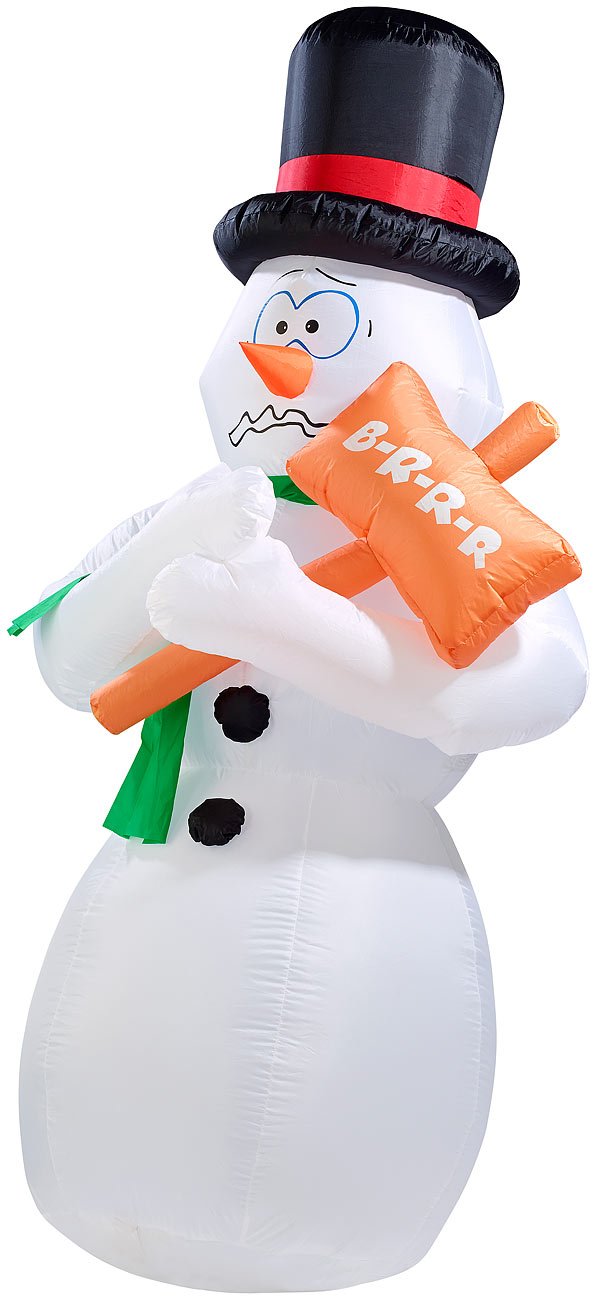 infactory XXL Schneemann: Selbstaufblasender Bibber-Schneemann, 1,80m (Weihnachtsdeko-aussen Figuren, Weihnachtsdeko, Deko)