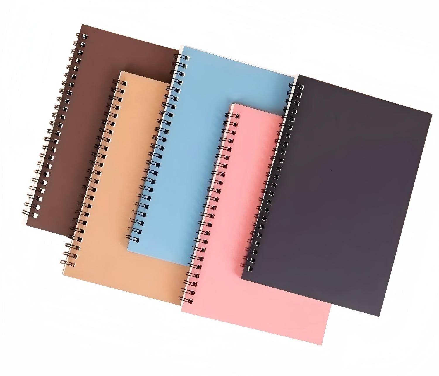 5 Pack A5 Size College Ruled Spiral Notebooks