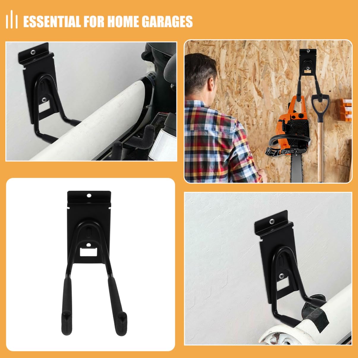 Mobestech Ganchos de Pared para Garaje de 8 Pulgadas, Hierro, 2 Piezas