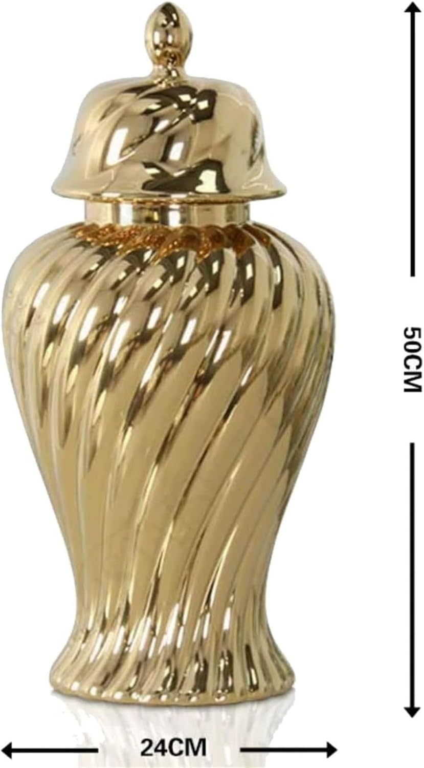 Jarrón de cerámica con tapa, elegante decoración del hogar para comedor, cocina, sala de estar, estantería, elegante solución de almacenamiento
