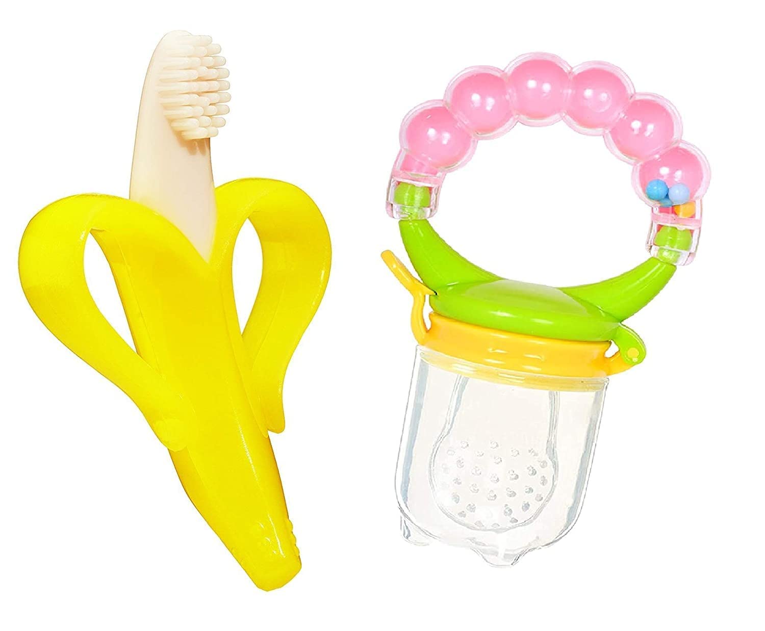 WILDCROC Single Silicone Banana Teether and Fruit Rattle Nibbler