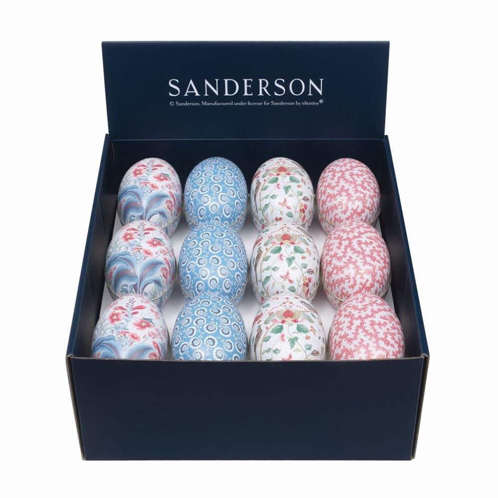 Elite tins Sanderson Medium Tin Easter Eggs (4 Different Designs in a Set) 69 x 69 x 112mm