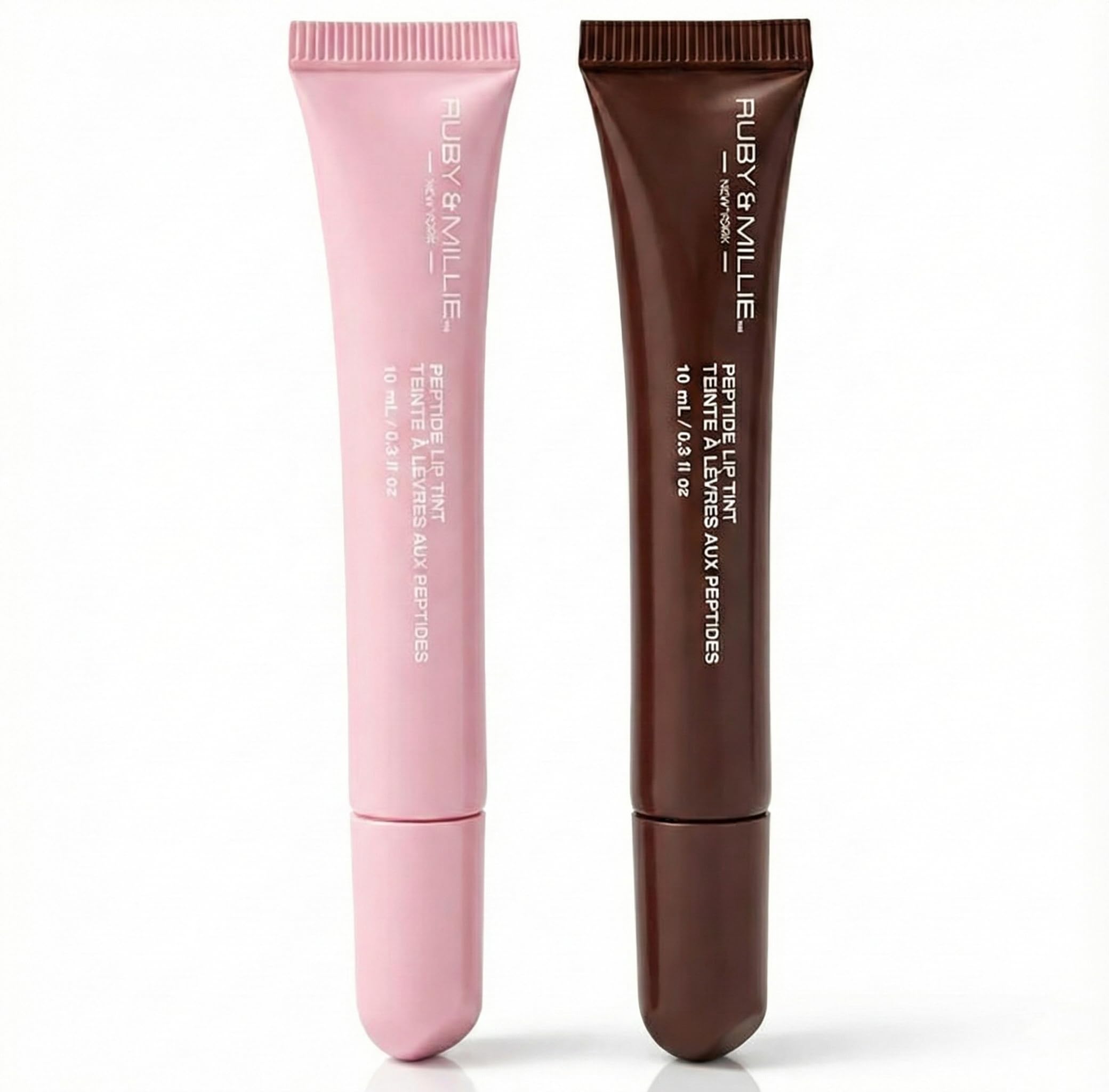 Ruby & Millie Peptide Lip Treatment, Peptide Lip Tint, Plumping Gloss, Lip Gloss, Bow & Coffee,0.3 Fl oz (Pack of 2) 0.3 Fl Oz (Pack of 2) Bow & Coffee