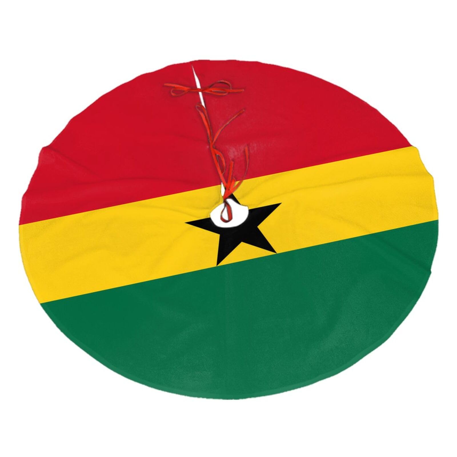 Flag of Ghana Printed Christmas Tree Skirt Christmas Plush Tree Skirt 36 inches (about91 cm) ChristmasIndoor and Outdoor