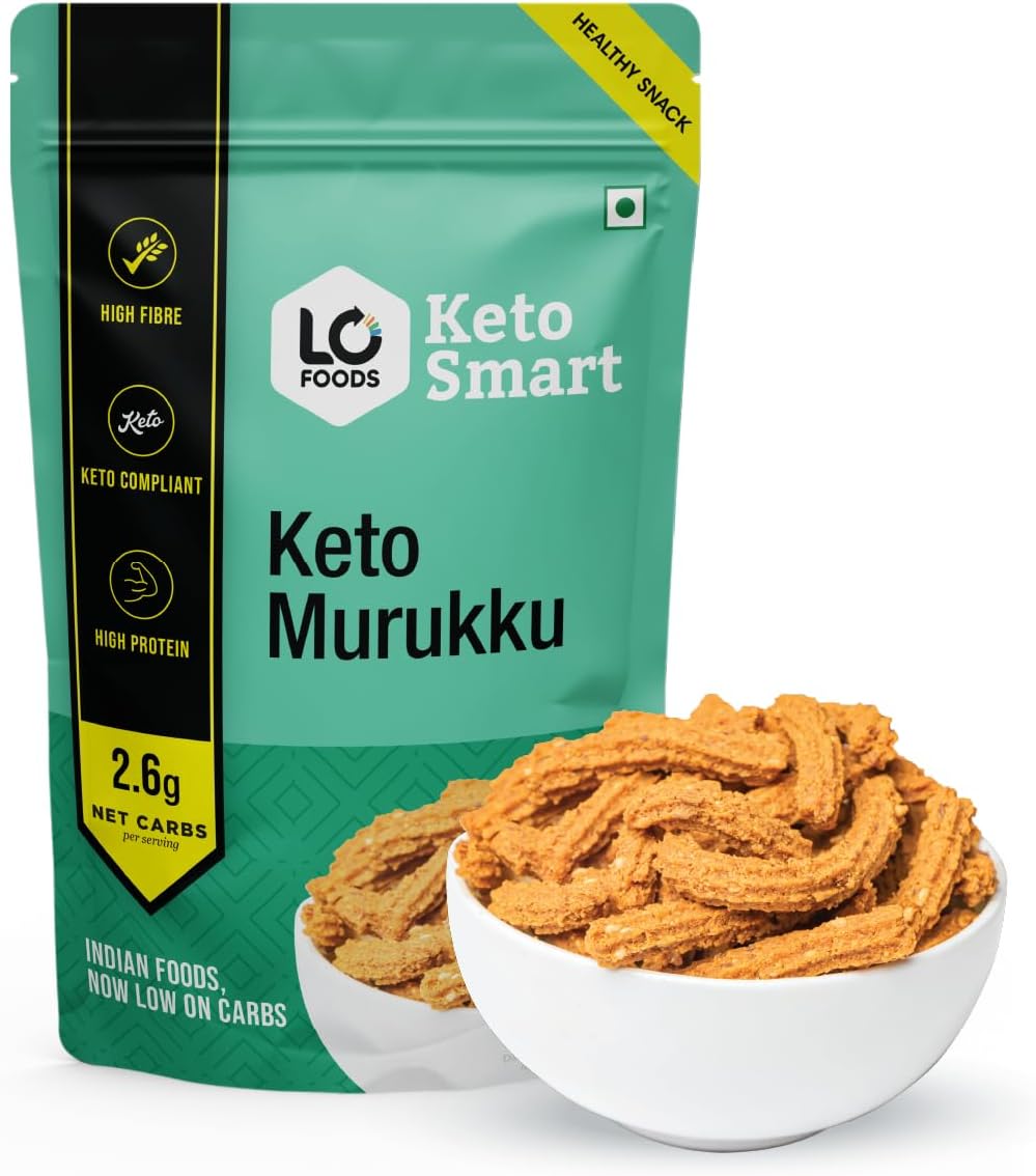 Lo! Low Carb Delights Lo! Foods - Keto Murukku, 2.6G Net Carb, Keto Snacks Tested For Keto Diet, Low Carb Snacks, Diet Snacks 200G (Pack Of 1)