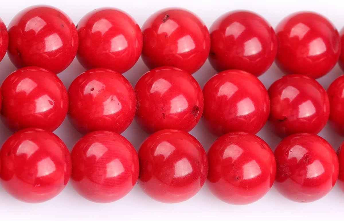 JOE FOREMAN 12mm Red Coral Round Beads for Jewelry Making Strand 15" Natural Stone Semi Precious Gemstone DIY Handmade Craft Supplies
