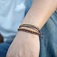 Vista 39 de Handmade Natural Stone Beaded Healing Bracelet Gift for Men Adjustable Rope String Bracelet (picasso jasper, Adjustable)