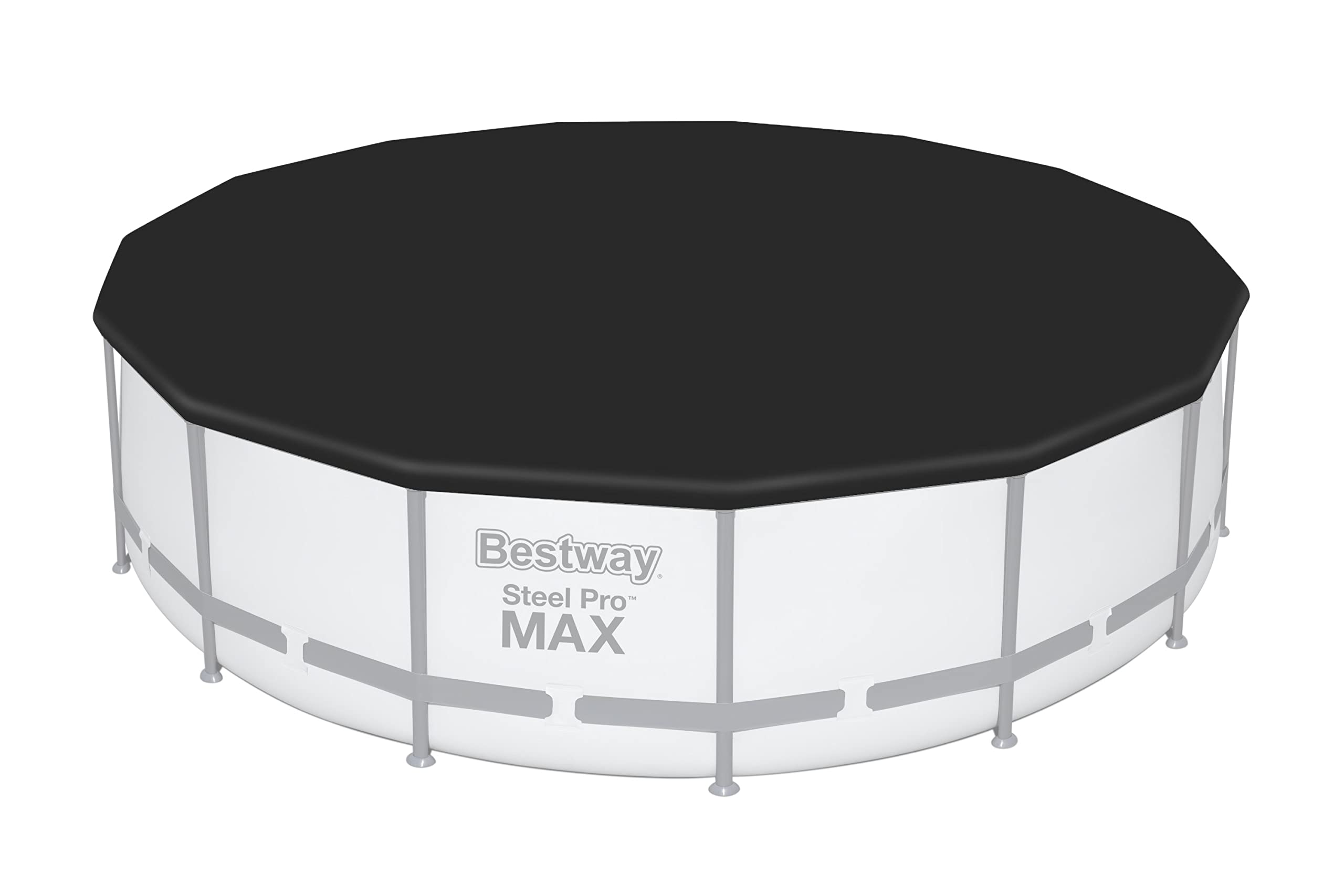 Bestway Steel PRO Max Frame Pool Set Completo con Pompa Filtro Ø 457 x 107 cm, Grigio Chiaro, Rotondo