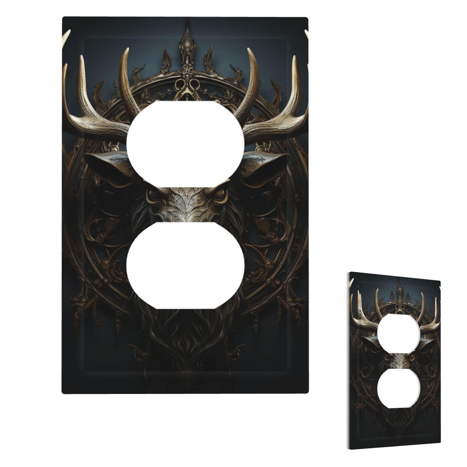 Fekiloot Duplex Antlers Wall Plate Cover Modern Decorative 1 Gang Light Switch Cover Unbreakable Receptacle Outlet Covers For Living Room Bedroom Home Decor