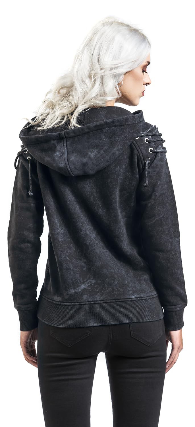 Rock Rebel by EMP Donna Maglione Grigio Scuro con Allacciatura