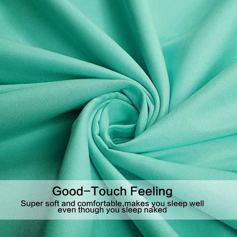 Image of Single Bed Super Solid Plain Bedsheet Cotton Microfiber with 1 Pillow Covers Aqua