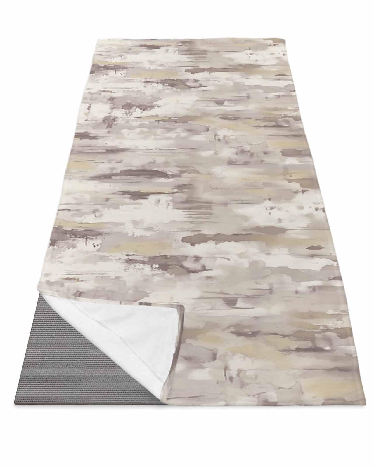 DecorLovee Yoga Mat Towel for Hot Yoga, Beige Abstract Absorb Sweat Microfiber Yoga Towel Non Slip Yoga Mat Towel with 4 Corner Pockets for Bikram, Modern Oil Painted Art Contemporary 26