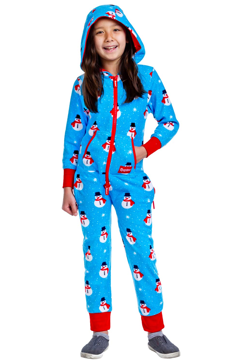 Cute, Warm and Cozy Allover Snowman is an Island Jumpsuit with Hood
