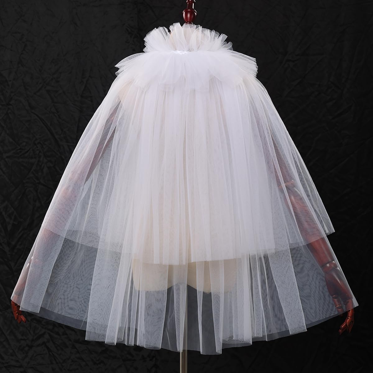 CAMDOM Victorian Tulle Ruffle Collar Renaissance Elizabethan Cloak for Adult Women's Cosplay Party, Wedding & Anniversary - Image 4