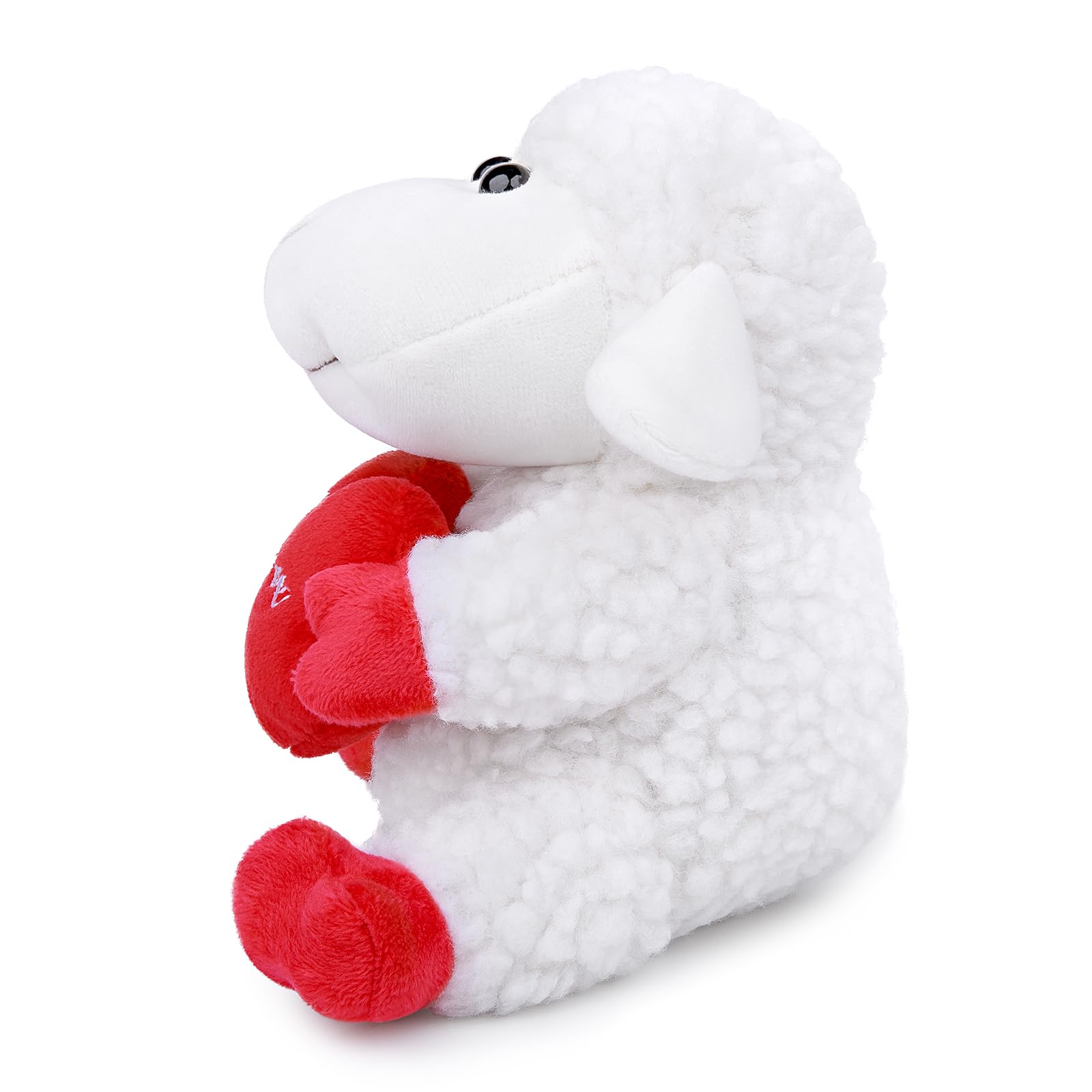 Tiny Heart Love Lamb Plush Toy 13cm/5”, sit Cuddly Stuffed Animal Cute Sheep Super Soft Home Decoration Toys Romantic Valentine's Day Gifts for Boys Girls Kids red