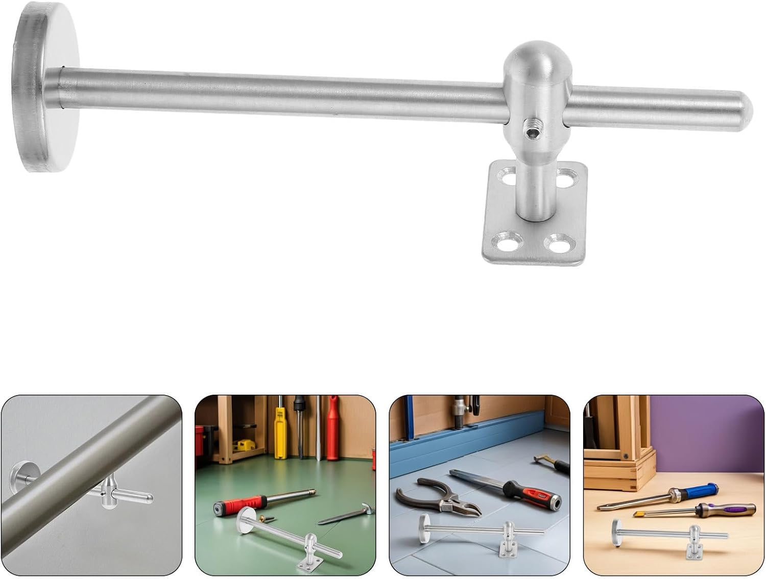 Holibanna 2pcs Heavy Duty Stainless Steel Handrail Brackets Adjustable Wall-Mounted Stair Hand Rail Bracket for Indoor Stairways with Solid Structure and Modern Sleek Design