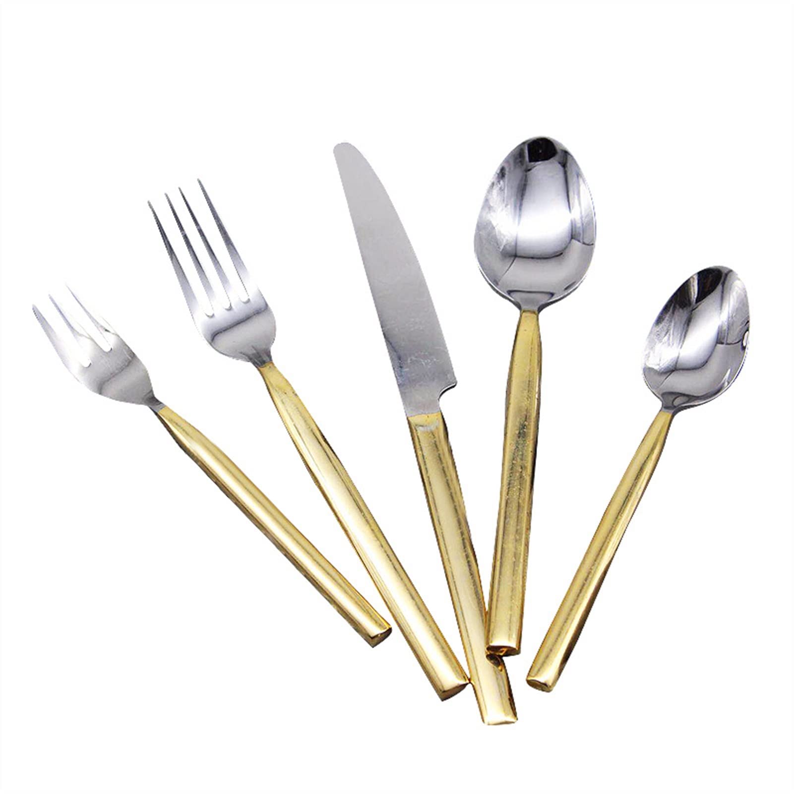 GLETSF Silverware Flatware Cutlery Set, 5/20/30/40/50/60pcs Stainless Steel Cutlery Set Gift Box Knife, Fork and Spoon Set,Silver-10Set,Rose Gold-8Set