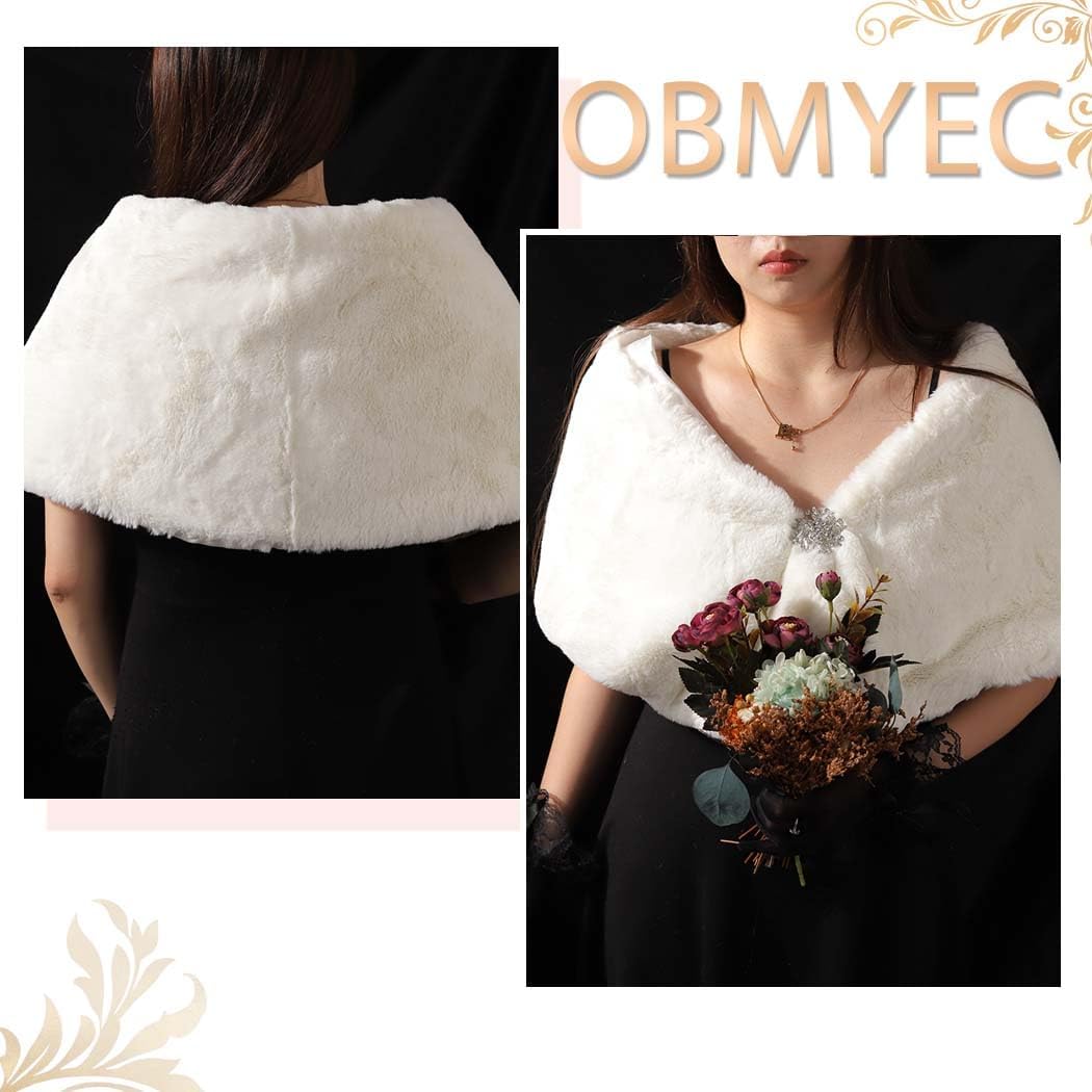 Faux Fur Shawl Wedding Faux Fur Wrap Bridal Faux Fur Stole Fur Scarf for Bride and Bridesmaids - Image 7