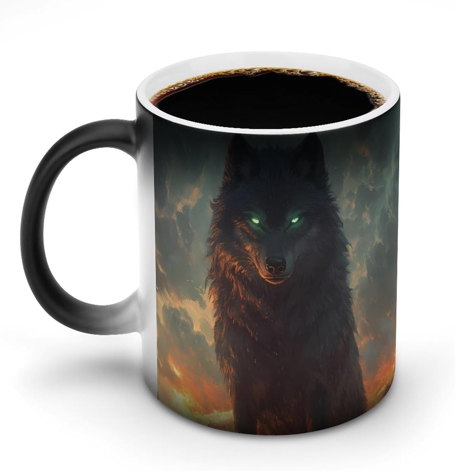 Wolf King at The Sunset Color Changing Mug Heated Ceramic Cup Heat Sensitive Coffee Mug Fun Gift