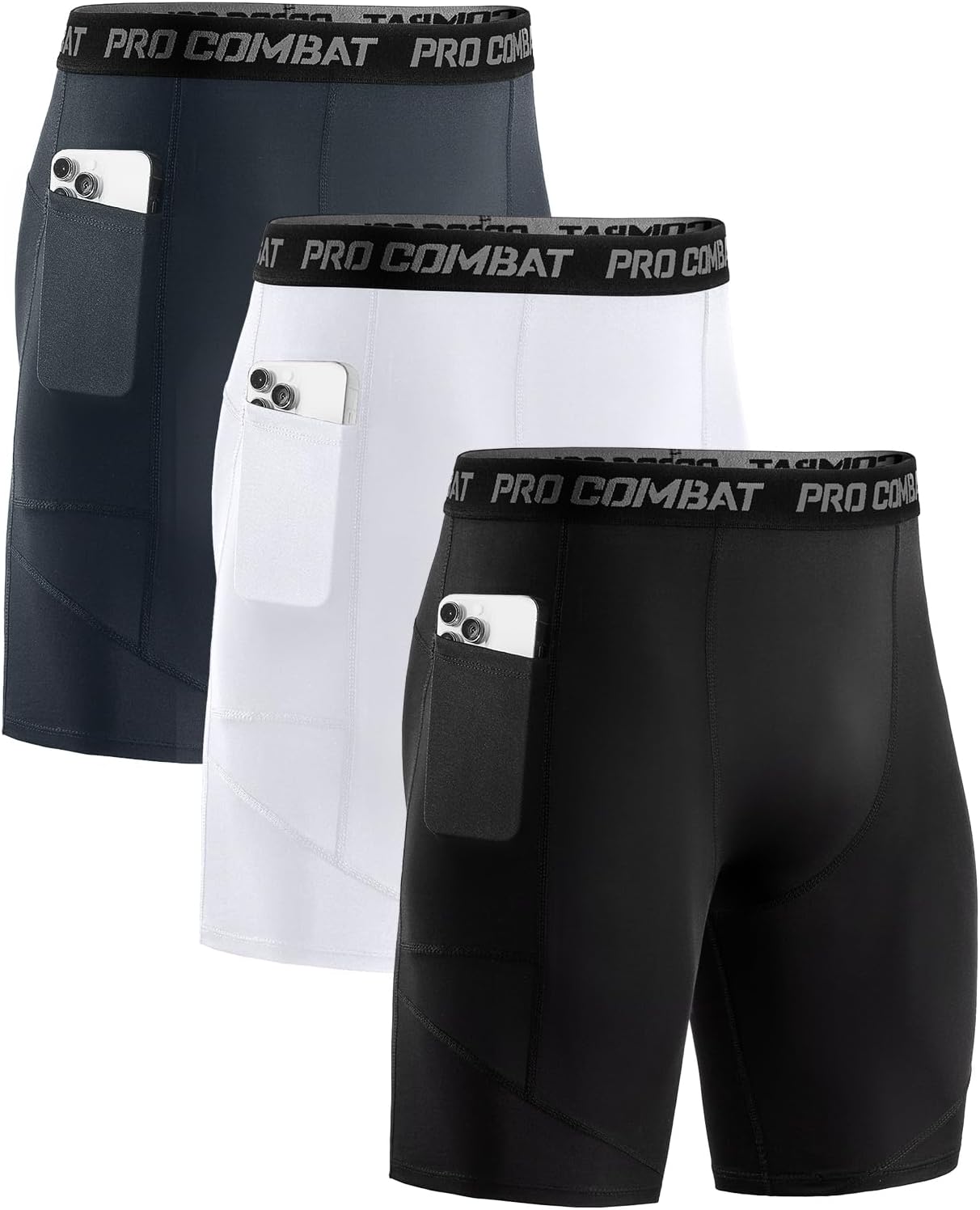 Niksa 1/2 Pack Mens Compression Shorts with Pocket, Performance Spandex Athletic Sports Workout Running Underwear Shorts