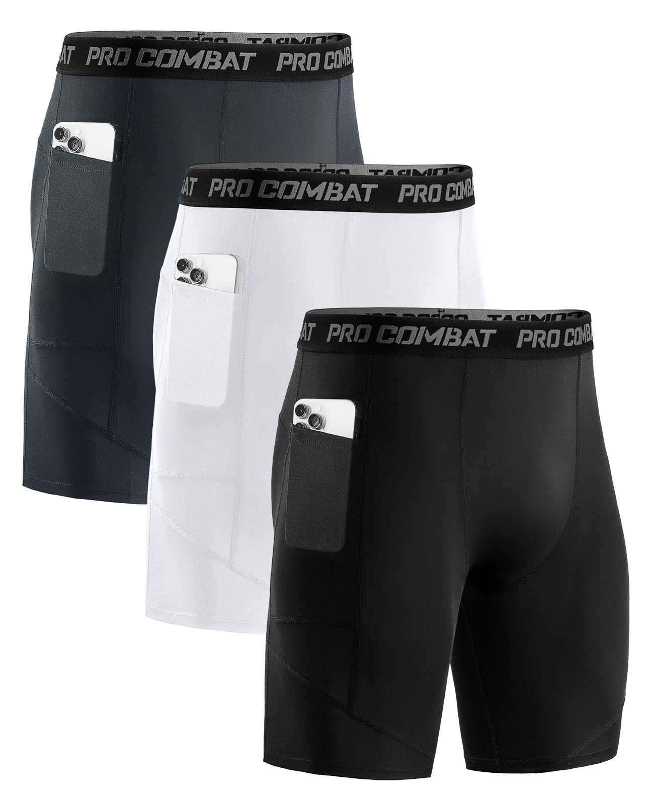 Niksa Confezione da 2/4 pantaloncini a compressione da uomo con tasca, pantaloncini da corsa in spandex per sport, atletica, allenamento, prestazioni