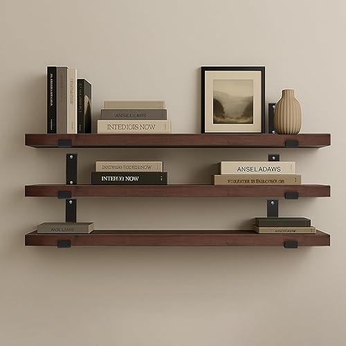 Miniatura 11 de CONSDAN Estante flotante para pared, estante de libros montado en pared, estantes colgantes, estantería flotante para libros para dormitorio, baño
