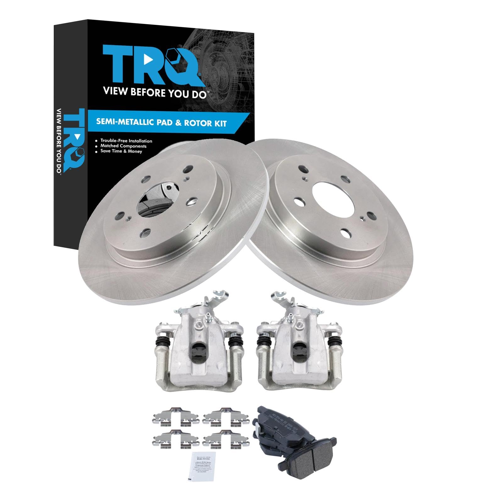 TRQ Brake Pad &amp; Rotor Kit Semi-Metallic Compatible with 2009-2010 Pontiac Vibe 2009-2013 Toyota Matrix