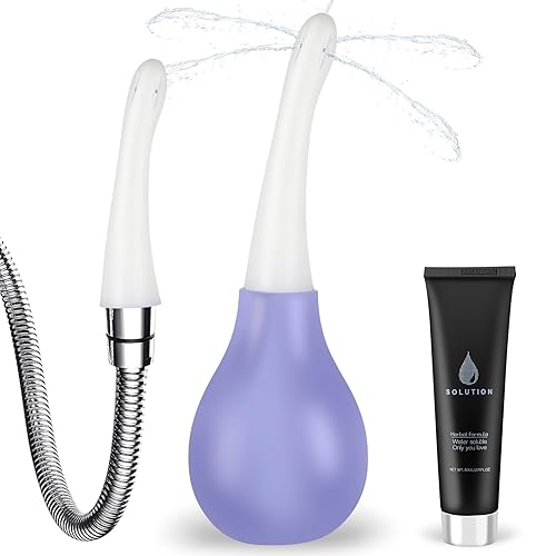 SewXew Anal Douche Enema Kit Anti Backflow Enema Bulb with Lube for Men&Women