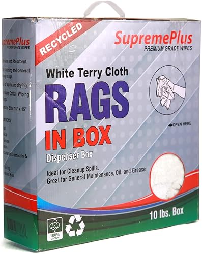 SupremePlus Trapos de tela de toalla blanca reciclada de alta calidad compra toallas de limpieza de tela de toalla resistentes en una caja, trapo