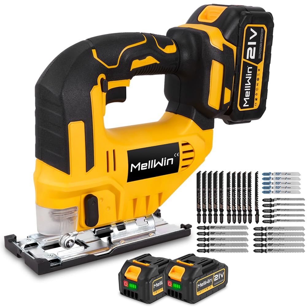 Seghetto alternativo da 750 W con 2 batterie, 800-3500 giri/min, corsa 26 mm, movimento pendolare a 3 stadi, cambio lama senza attrezzi, tagli obliqui fino a 45° Per legno, plastica e metallo