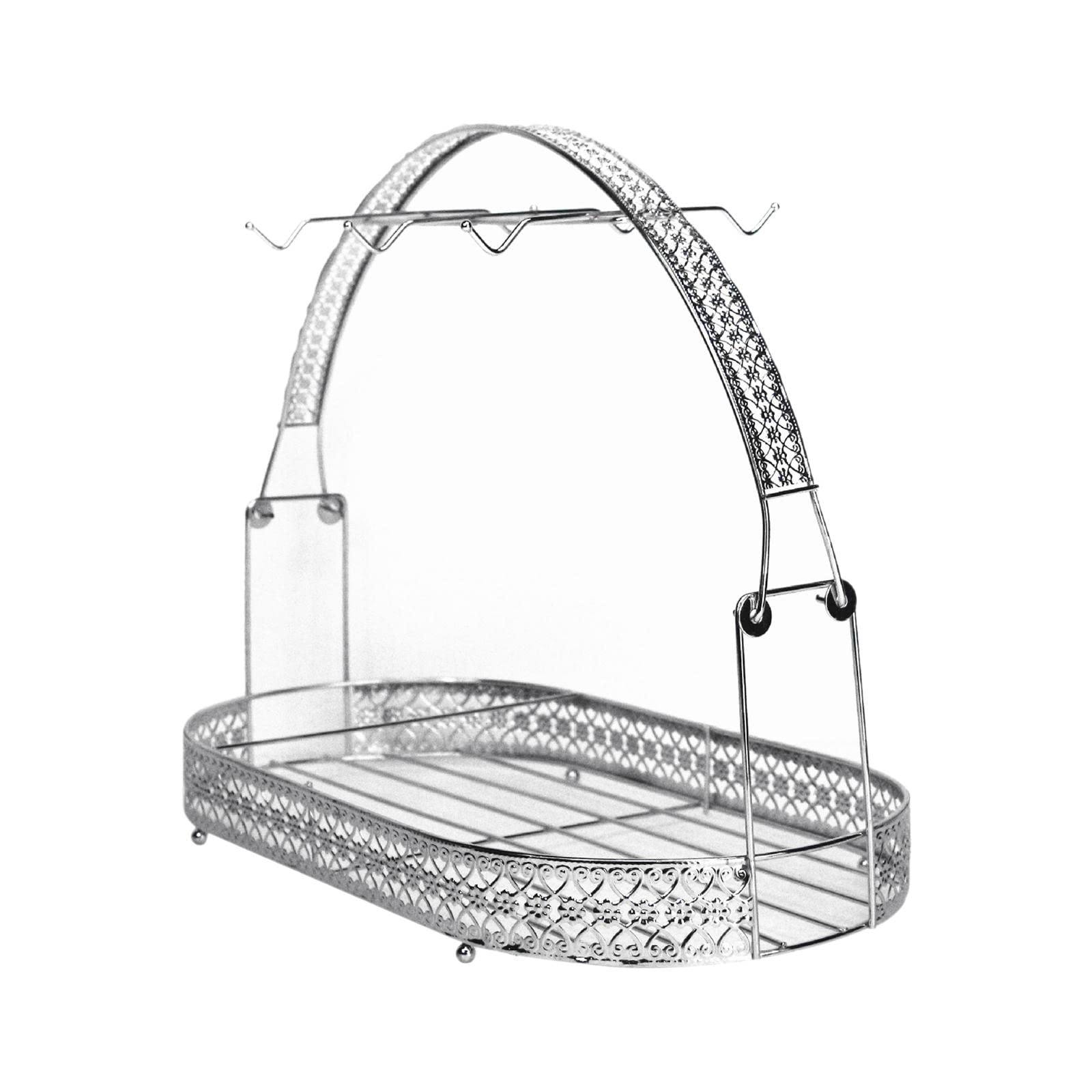 Kaffeetassen Und Becherhalter, Geschirrablage, Abtropfgestell Aus Eisen, Haken für Schrank, Küche Und Büro, 40 X 21,5 X 32 cm, Silber