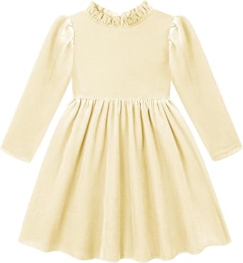 Toddler Girls Velvet Dress Puff Long Sleeve Lace Collar Halloween Party Dresses Baby Fall Winter Clothes 2-7T