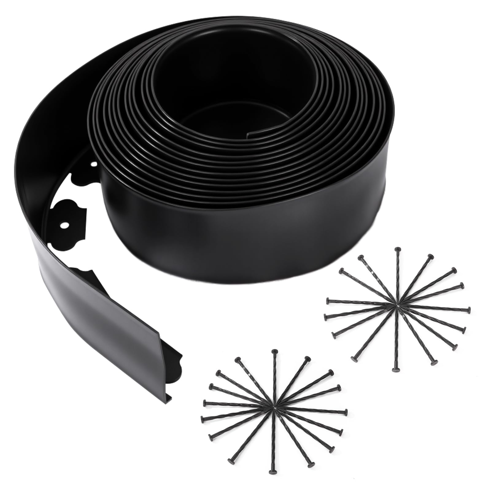 CAKKVDE 10cm x 10M (H x W) Lawn Garden Edging Border with 30 Pegs | Heavy-Duty Flexible Landscape Edging for Flower Beds, Grass Borders & Pathways