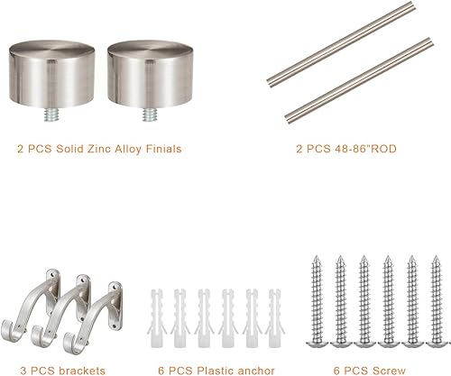 Miniatura 3 de Barra de cortina Mayrhyme de 1 pulgadas de diámetro, juego de varillas ajustables con soportes y remates de aluminio de primera calidad, barras para