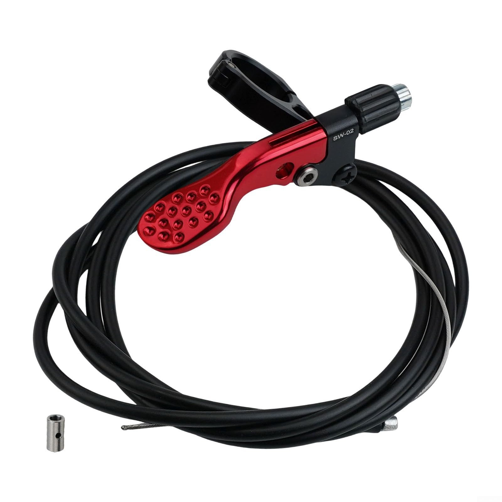 Bike Dropper Seatpost Remote Control Lever 22Mm Diameter Internal External Cable Routing Compatible Telescopic Seat Post Switch Aluminum Alloy Controller Black Red Silver Purple(red)
