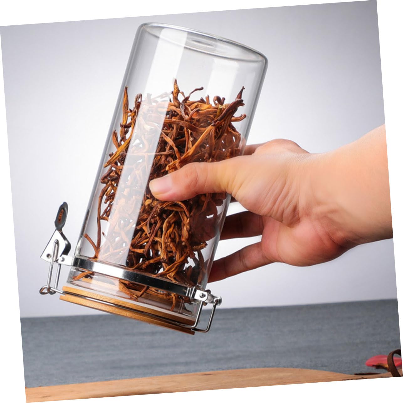 PRETYZOOM 2 Stück Luftdichte Vorratsgläser aus Glas mit Edelstahl Klappdeckel 1140ml und 1280ml für Küche zur Aufbewahrung von Mehl und Tee mit Stabiler Struktur