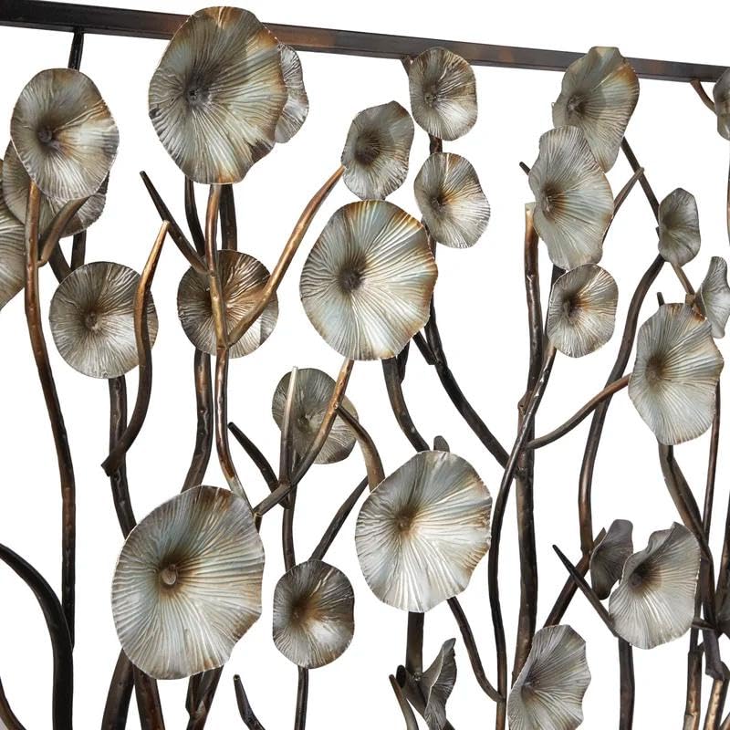 Image of ZOVE Metal Luxury Floral wall Decoration for Living Room for Indoor Use | Beautiful Metal Blossom Flower Design Metal Art Wall Sculpture 44 x 22 INCH