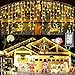 KNONEW LED Icicle Lights, 400 LEDs, 32ft, 8 Modes, Curtain Fairy Light with 75 Drops, Clear Wire LED String Decor for Christmas/Thanksgiving/Easter/Halloween/Party Backdrops Decorations (Warm White)