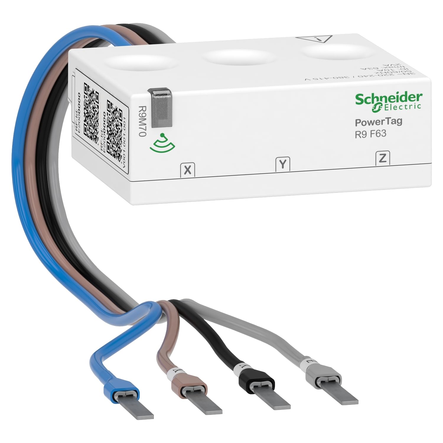 Schneider Electric R9M70 PowerTag Resi9 F63 kabel elastyczny 3P+N, połączenie z koncentratorem Wiser, wyłącznik nadprądowy – Made in Germany