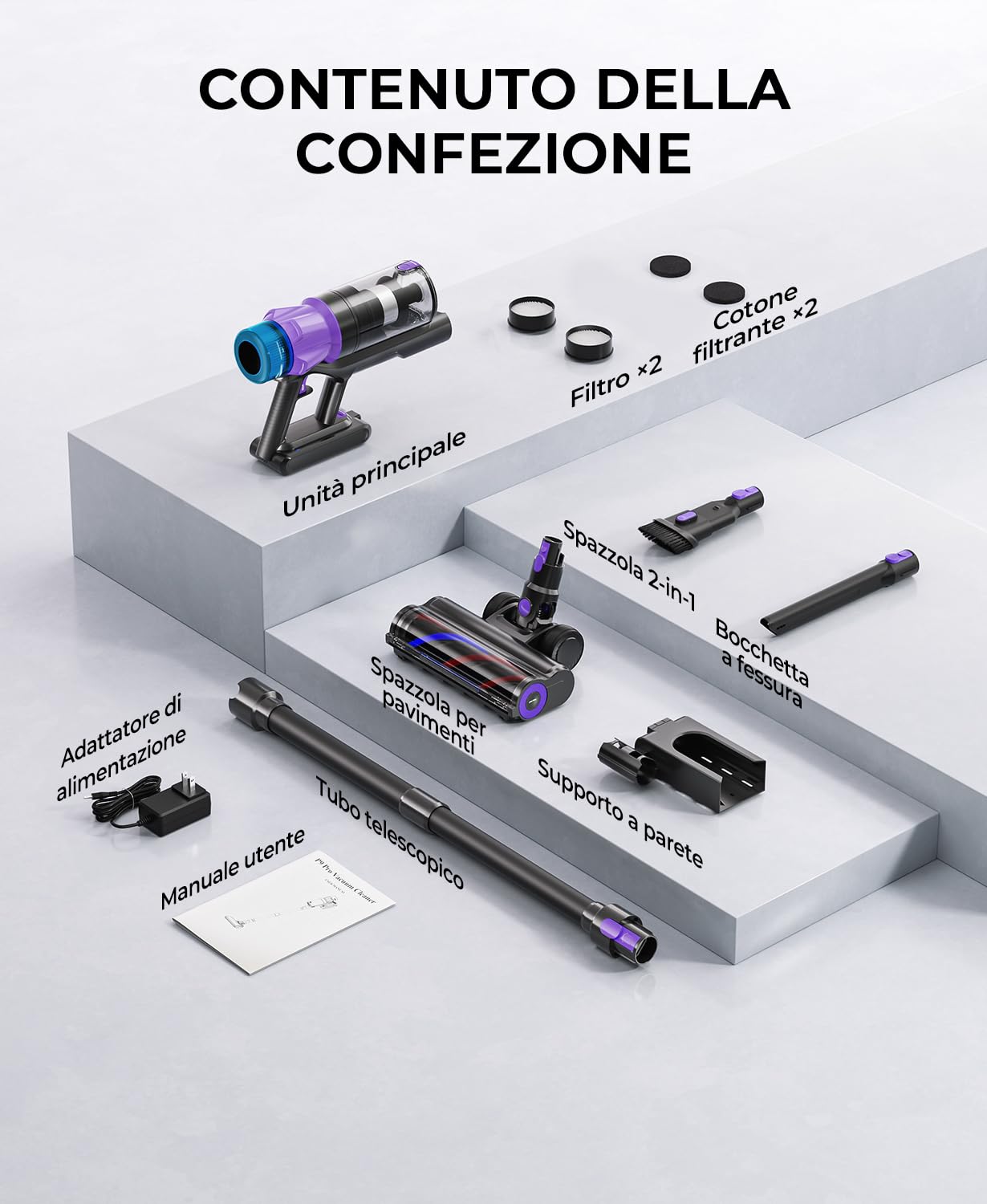 Redkey P9 Pro Aspirapolvere Senza Fili 68KPa/650W/80Min, Scopa Elettrica Senza Fili Potente Verticale con Antigroviglio, Display LED, Aspirapolvere per Animali/Pavimenti/Tappeti/Auto/Capelli